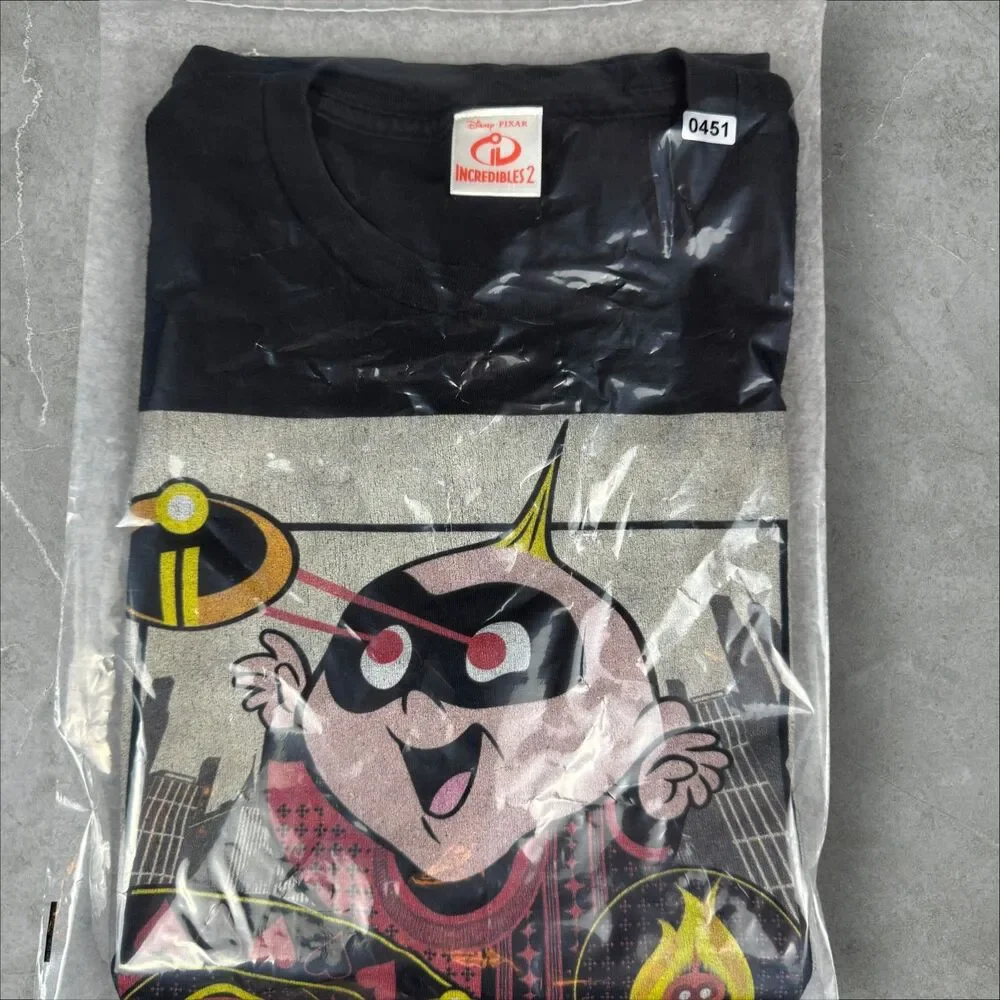 Incredibles 2 Jack Jack Playing Card Laser Eyes Hearts & Fire Shirt - Med/Large